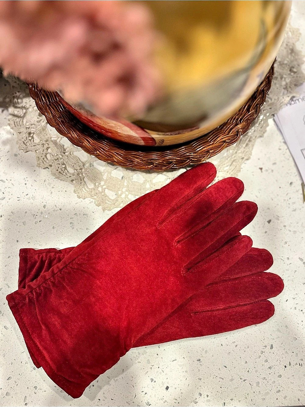 Coldwater Creek Suede Red Gloves